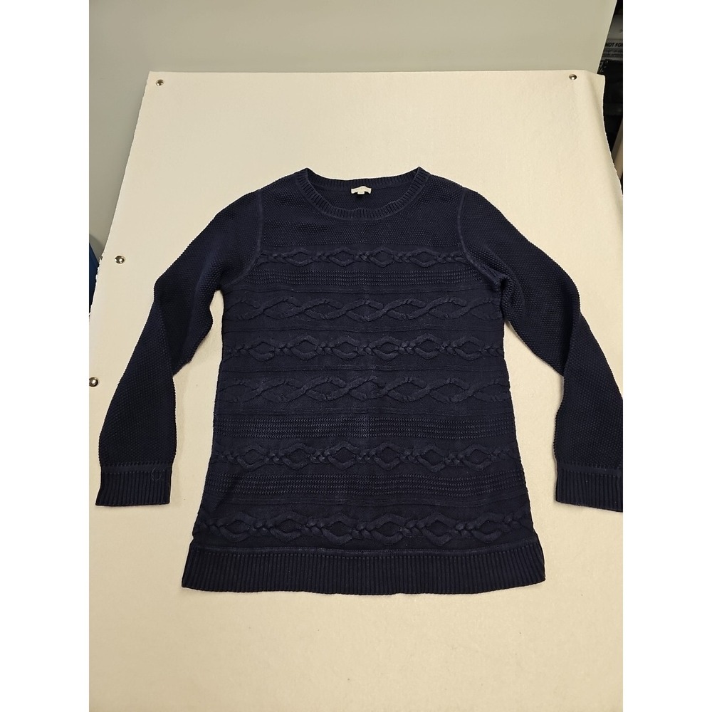 Talbots 100% Cotton Cable-Knit Sweater  Blue L‎ Large Nautical Heavy